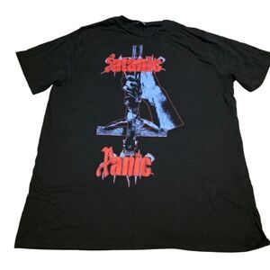 Disturbia Black Short Sleeve Tee with Red and Blue Graphic